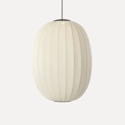 Sale Made by Hand - Pendellampe - Knit-Wit 65 High Oval Pendant LED - Pearl White