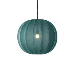 Clearance Made by Hand - Pendellampe - Knit-Wit 60 Round Pendant - Tweed Green