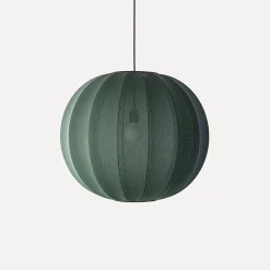 Clearance Made by Hand - Pendellampe - Knit-Wit 60 Round Pendant - Tweed Green