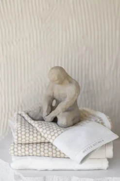 Mette Ditmer - GRID gæstehåndklæde, 2-pak, Sand / Off-white