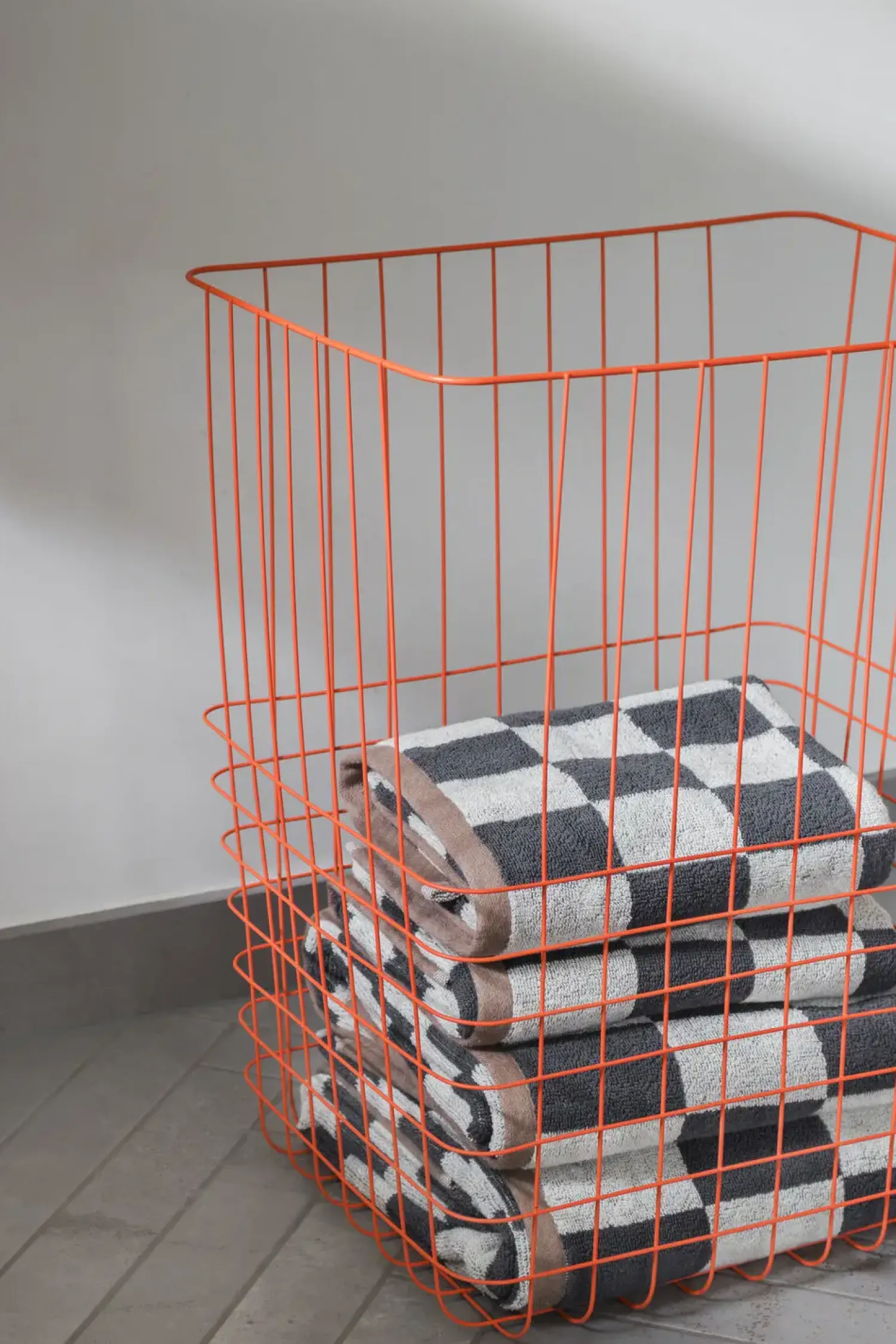 Clearance Mette Ditmer - STORE-IT trådkurv med bomuldspose - Large - Orange