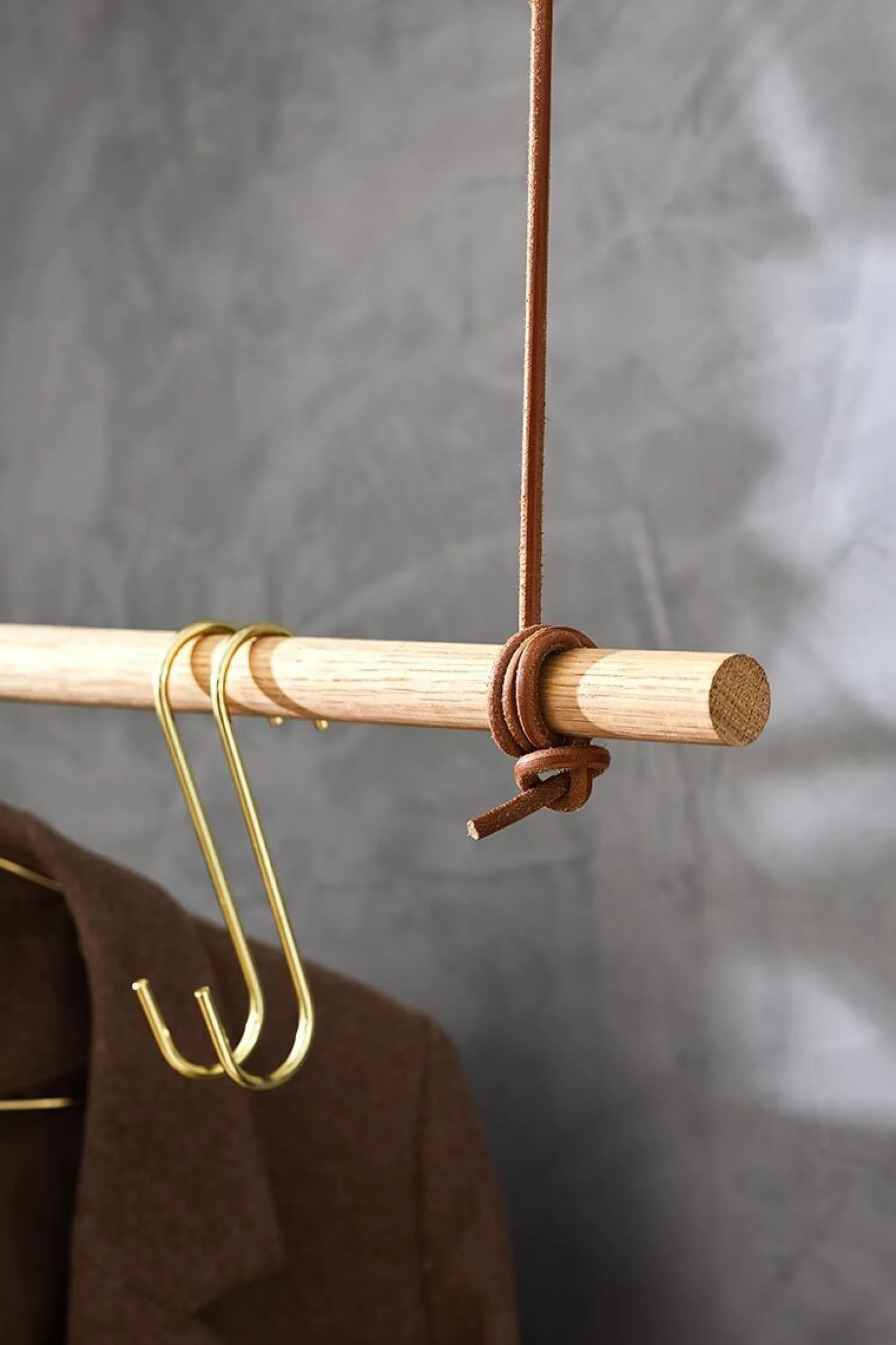 Discount Moudhome - OAK Bøjlestang Med Læder - 80 cm