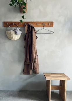Best Moudhome - OAK Knagerække Egetræ Med Stål Knager - 100 cm