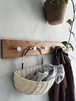 Best Moudhome - OAK Knagerække Egetræ Med Stål Knager - 100 cm