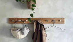 Best Moudhome - OAK Knagerække Egetræ Med Stål Knager - 100 cm