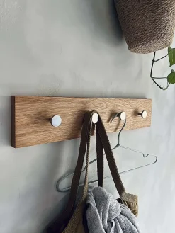 Sale Moudhome - OAK Knagerække Egetræ Med Stål Knager - 50 cm