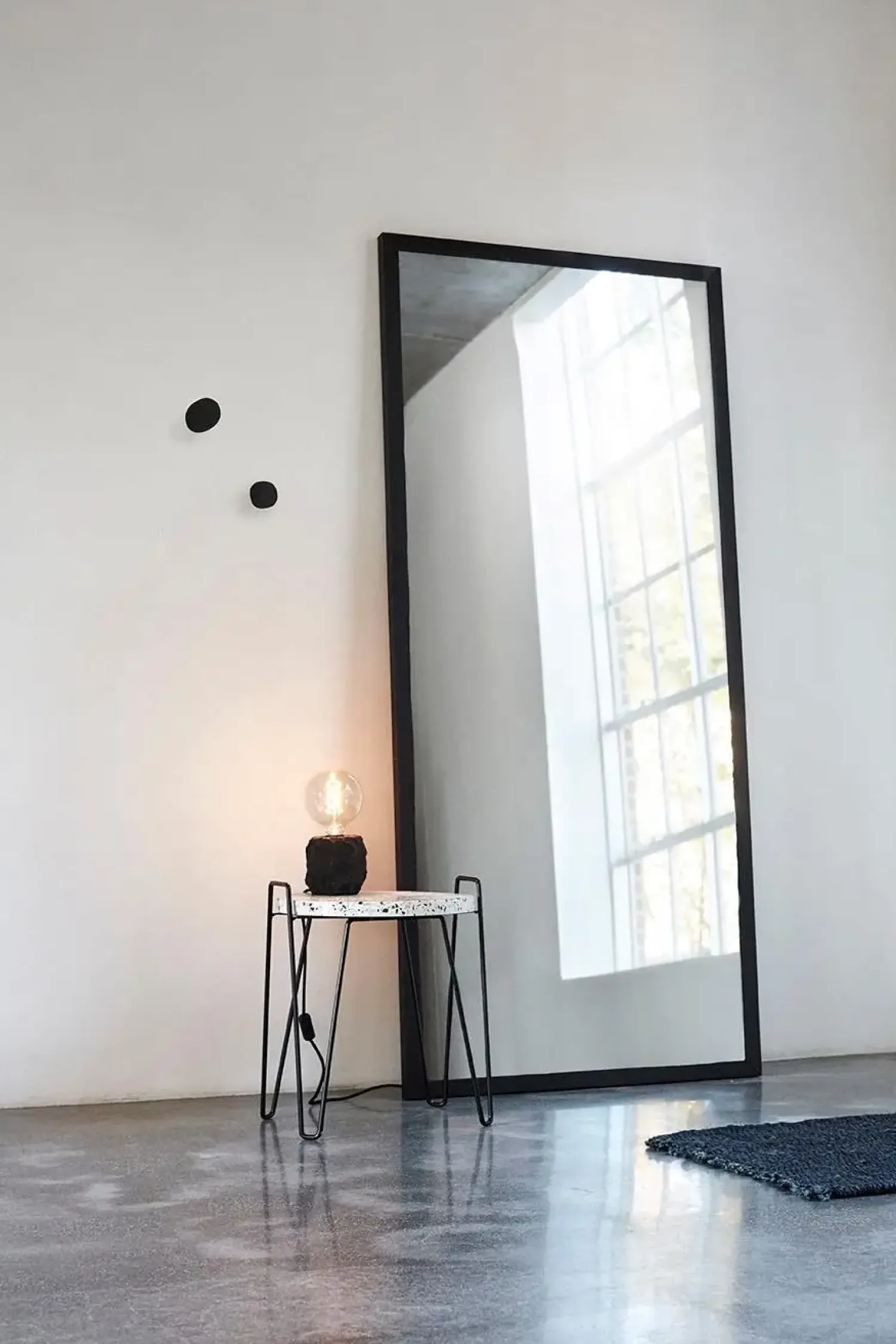 Sale Muubs - Vægspejl Washington L - Jern/Glas. : 90x 200 cm. Sort kant