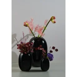 Clearance Piet Hein - Vase glas 16 cm - SORT-OPAL
