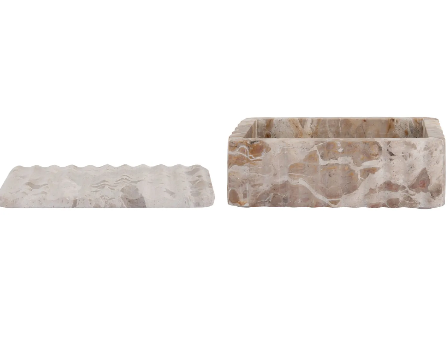 New Present time - Bowl rectangle with lid marble brown