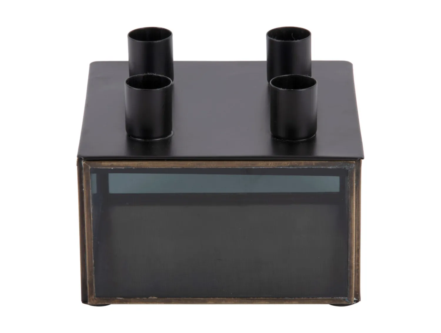 Discount Present time - Candle holder Boxed square glass black
