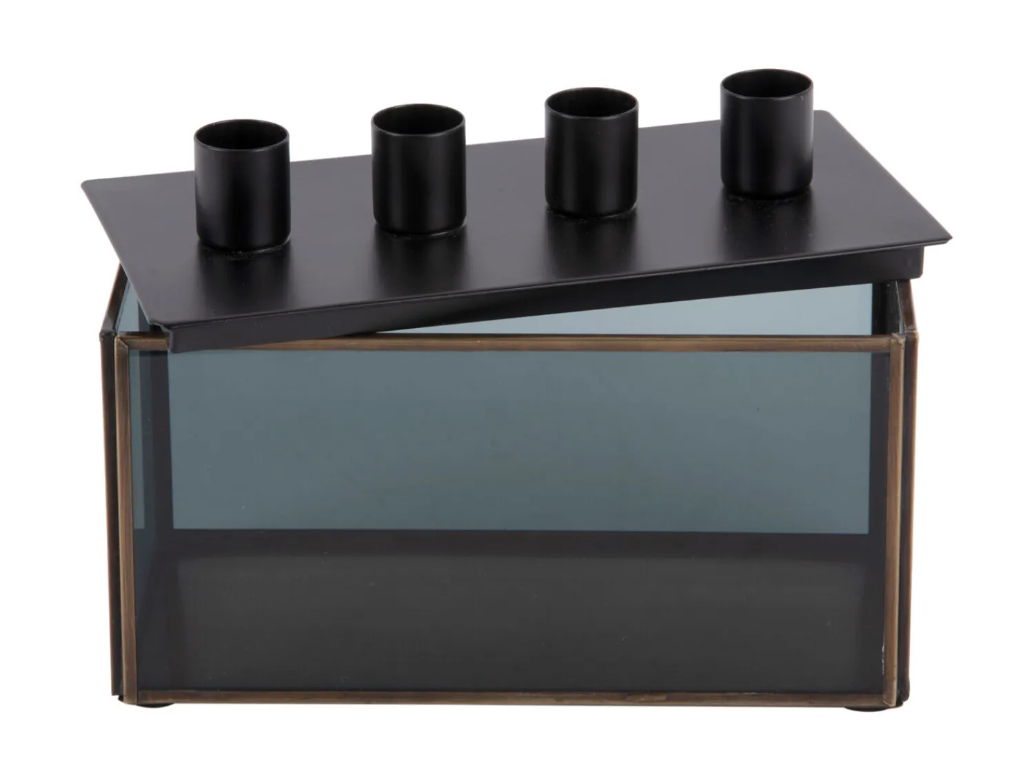 Outlet Present time - Candle holder Boxed rectangle glass black