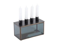 Outlet Present time - Candle holder Boxed rectangle glass black