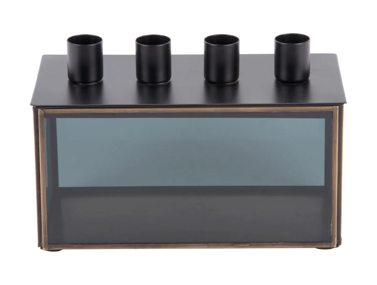 Outlet Present time - Candle holder Boxed rectangle glass black