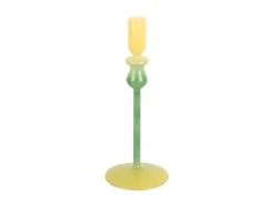 Best Present time - Candle holder Duo Colores medium soft yellow w. retro green