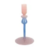 Online Present time - Candle holder Duo Colores small soft pink w. cobalt blue