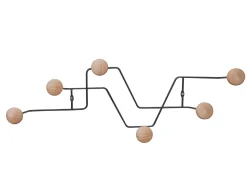 Clearance Present time - Coat rack Zig Zag black w. wooden knobs