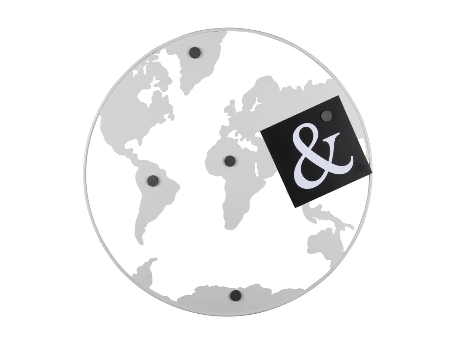 New Present time - Memo board World Map w. magnets iron white
