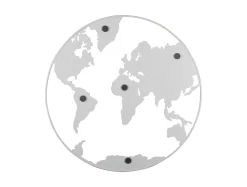 New Present time - Memo board World Map w. magnets iron white