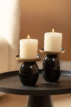 Discount Present time - Pillar candle holder Mila small iron enamel black
