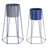 Clearance Present time - Plant pot set Cool Retro mouse grey w. cobalt blue