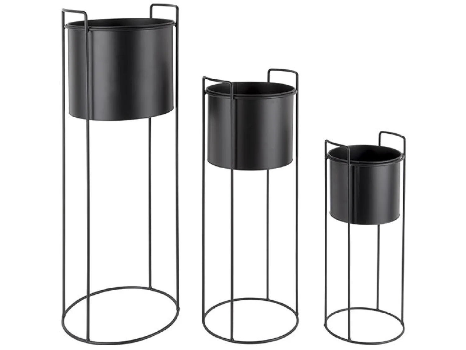 Outlet Present time - Plant pot set Essence round iron black
