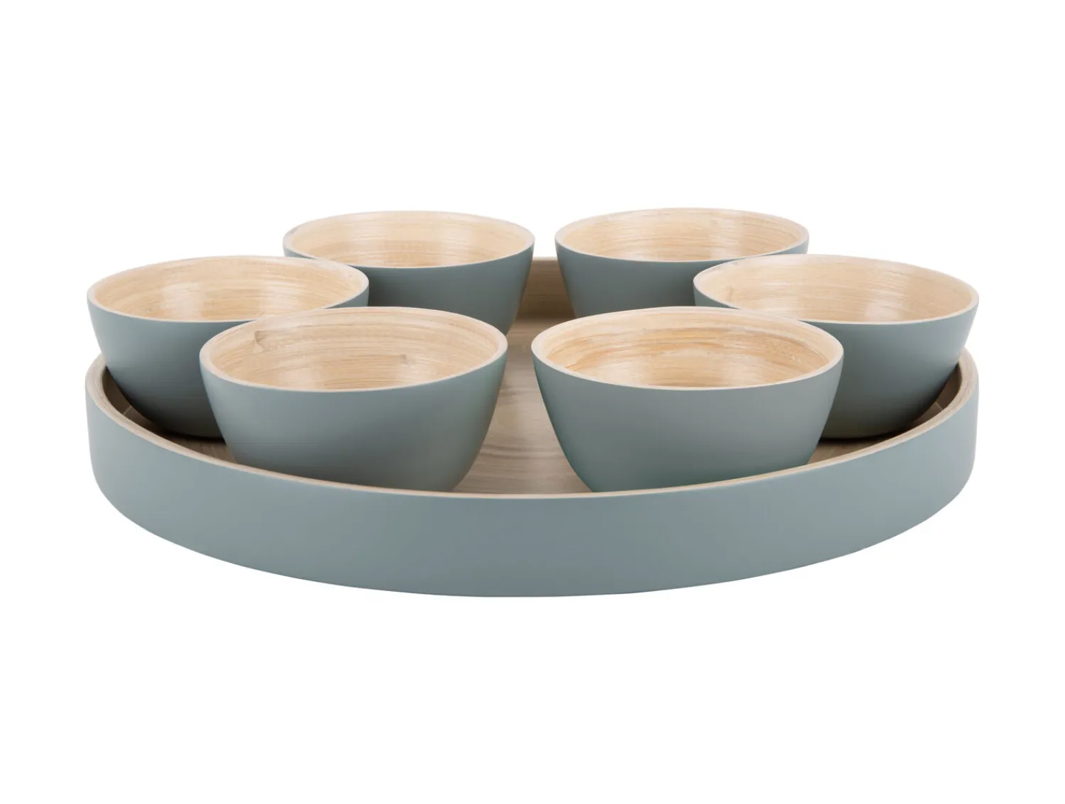 Outlet Present time - Snack tray Puro round bamboo jungle green