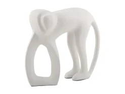 Present time - Statue Monkey metal matt white
