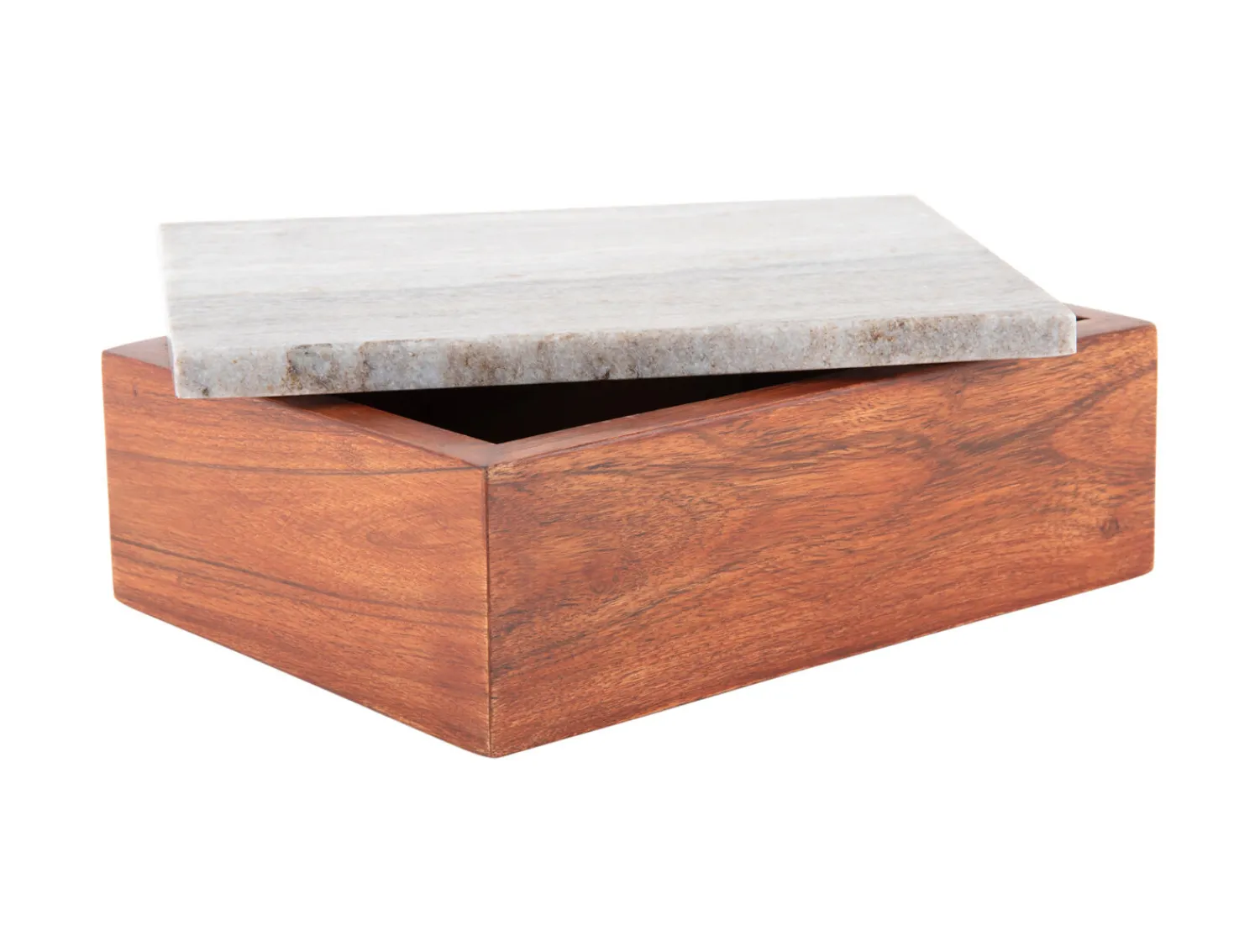 Outlet Present time - Storage box Acacia large brown marble lid