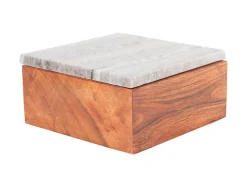 Online Present time - Storage box Acacia brown marble lid