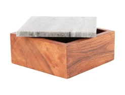 Online Present time - Storage box Acacia brown marble lid