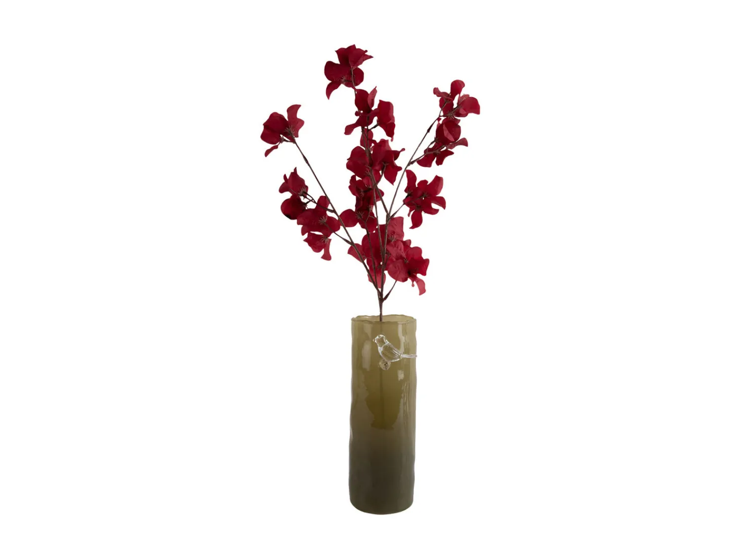 Best Present time - Vase Bird On Branch large army green