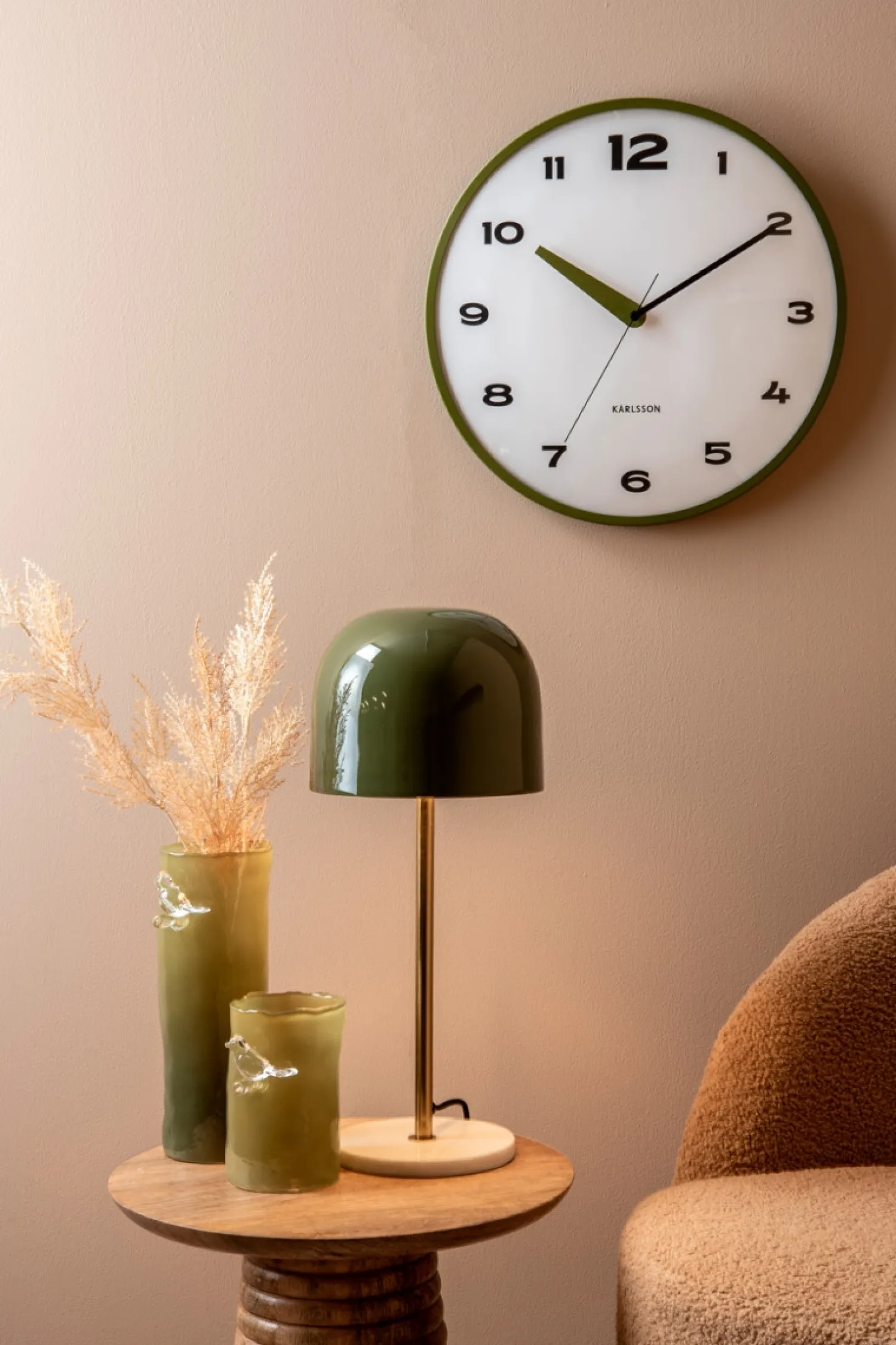 Best Present time - Vase Bird On Branch large army green