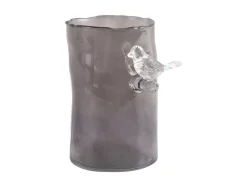 Present time - Vase Bird On Branch small dark grey
