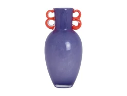 Online Present time - Vase Fiesta glass large bright purple, orange handles