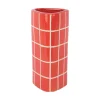 Present time - Vase Retro Tiles triangular medium bright scarlet red