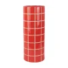 New Present time - Vase Retro Tiles round large bright scarlet red