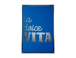 Present time - Wall art La Dolce Vita canvas medium dark blue, silver foil
