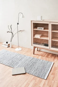 Best Rug Solid - Tæppe m. læder, light grey - 60x90 cm