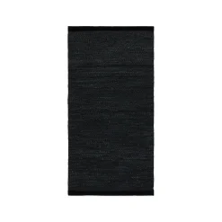 New Rug Solid - Tæppe m. læder, sort - 65x135 cm