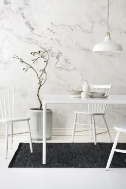 New Rug Solid - Tæppe m. læder, sort - 65x135 cm