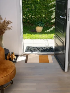 Clearance Tica Copenhagen - Løber - Stripes Horizon - Ivory-Dijon-Brown - 90x200 cm