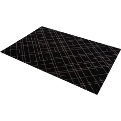 Tica Copenhagen - Smudsmåtte - Lines - Sort/Sand - 67x120 cm