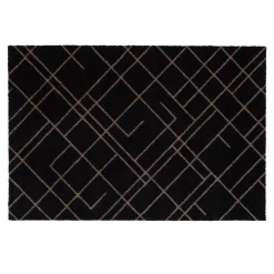 Outlet Tica Copenhagen - Smudsmåtte - Lines - Sort/Sand - 60x90 cm.