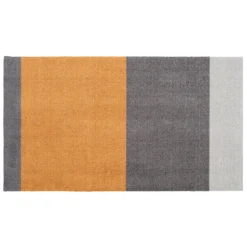 Tica Copenhagen - Smudsmåtte - Stripes Horizon - Dijon/Lysegrå/Steelgrey - 60x90 cm