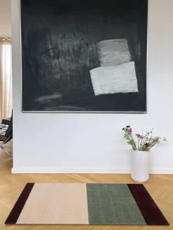Discount Tica Copenhagen - Smudsmåtte - Stripes Horizon - Grøn/Ivory/Bordeaux- 40x60 cm