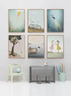 Hot VISSEVASSE - Plakat - Bike With A Flag - 50x70 cm