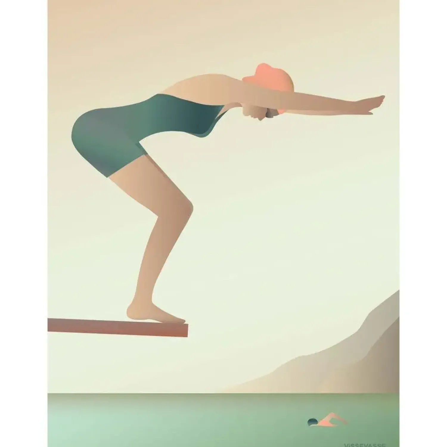 Outlet VISSEVASSE - Svømmeren plakat - 15x21 cm